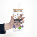 Autism Awareness Puzzle Piece Cup with Lid and Straw
