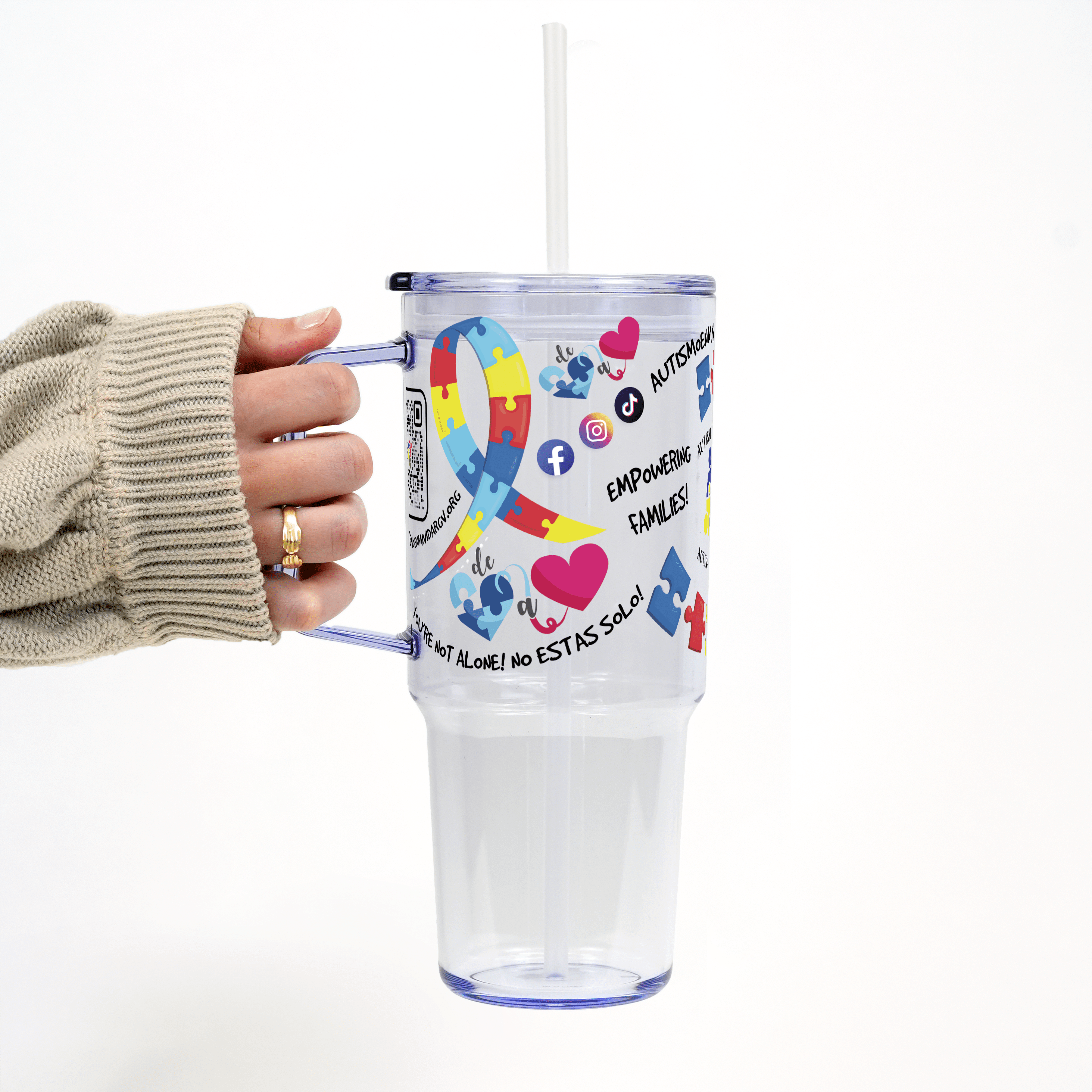 Autism in My Life (Autismo en Mi Vida) Foundation Cups with Lid and Straw - ALL SIZES
