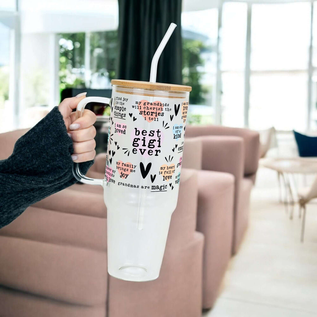 Best Grandma, Gigi, or Nana Ever Tumbler With Handle Lid and Straw