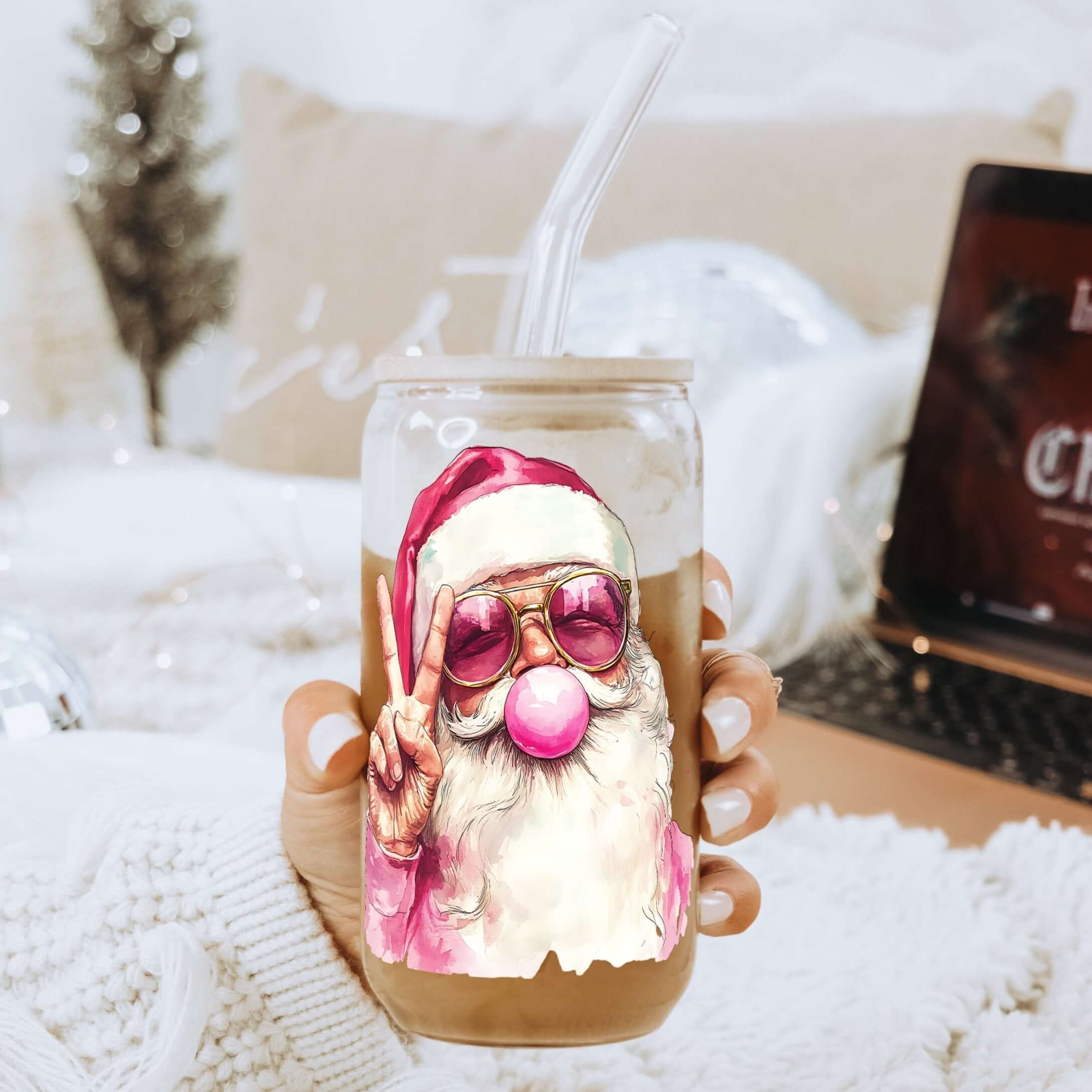 Bubble Claus Cup With Lid and Straw