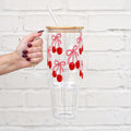 Cherries and Bows Tumbler With Lid and Straw