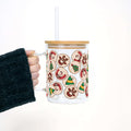 Christmas Cookies 17oz Glass Mug With Lid and Straw