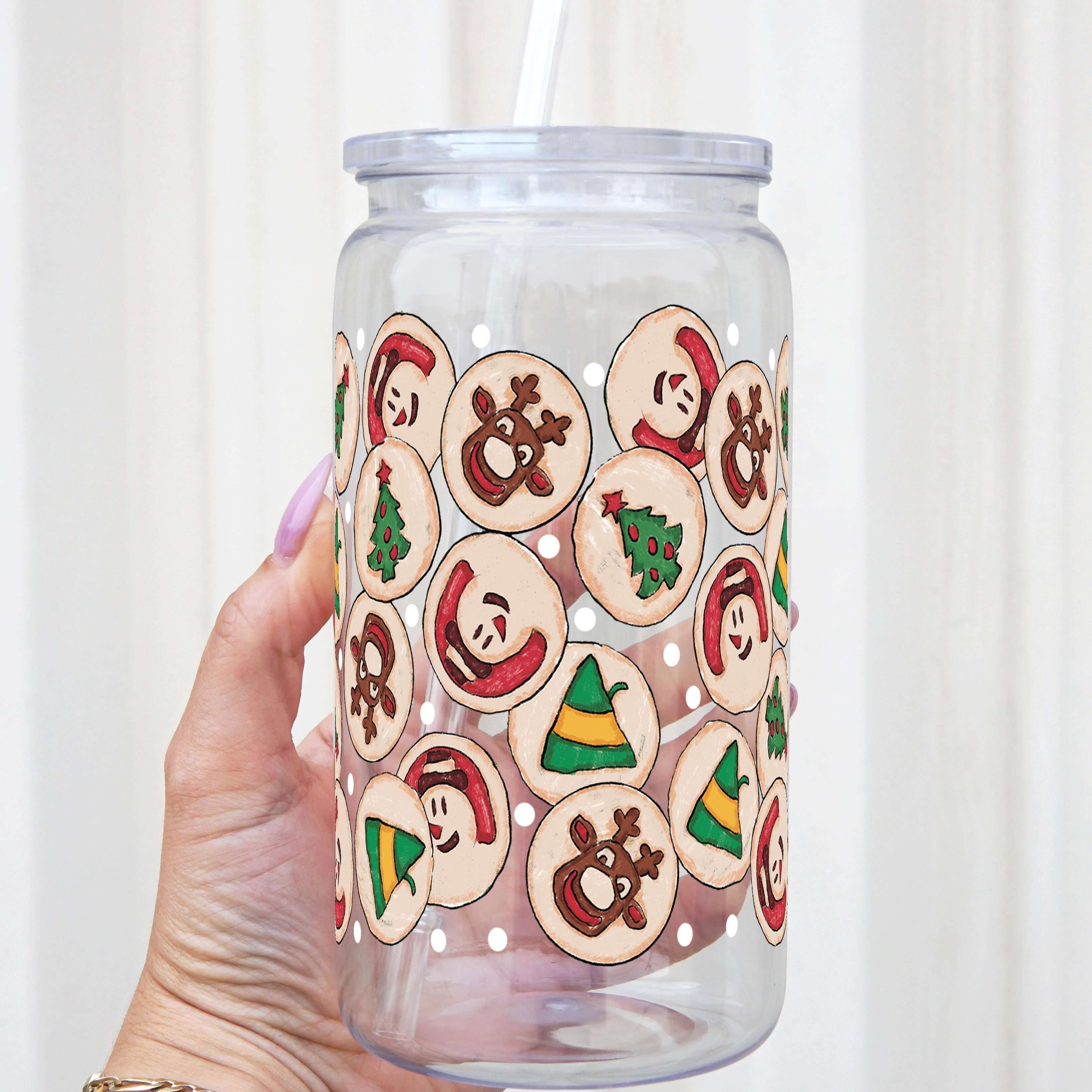 Christmas Cookies Cup With Lid and Straw