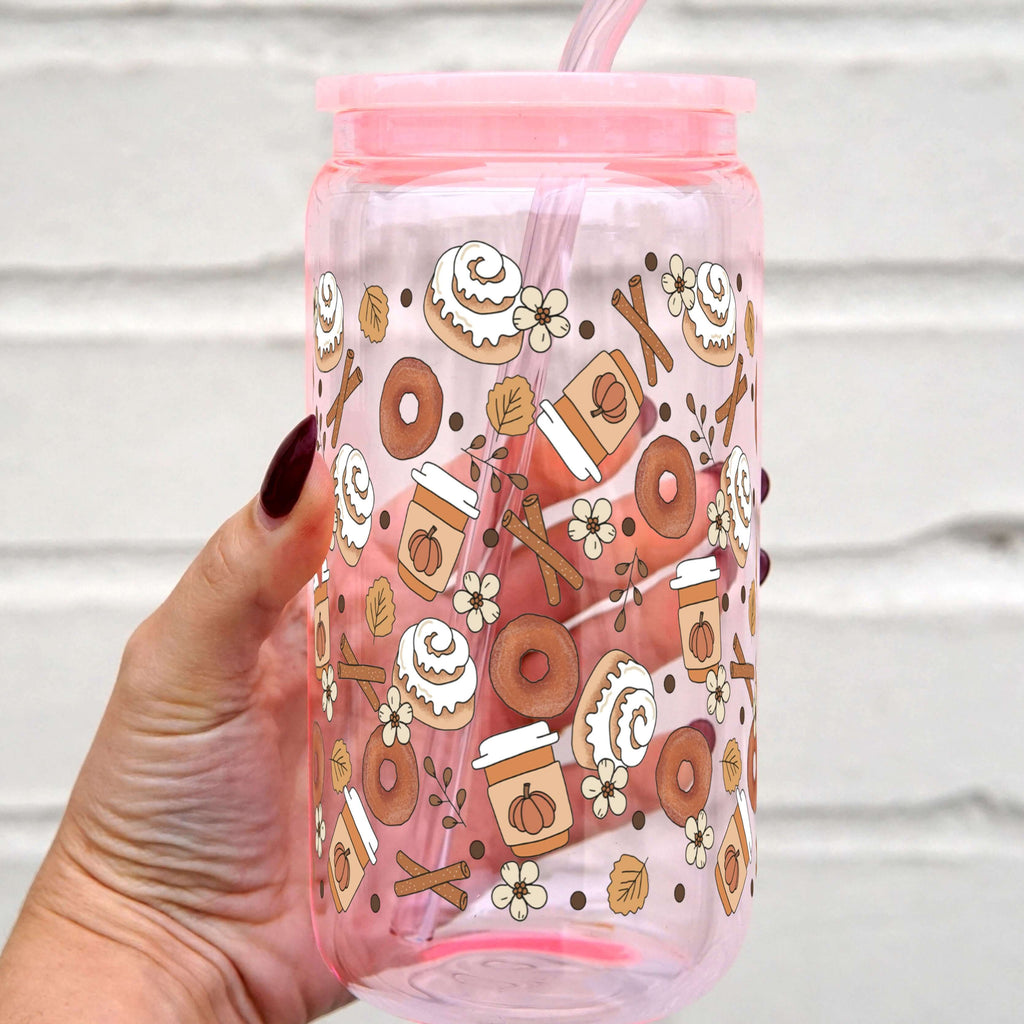 Cinnamon Buns + Pumpkin Spice Cup With Lid and Straw