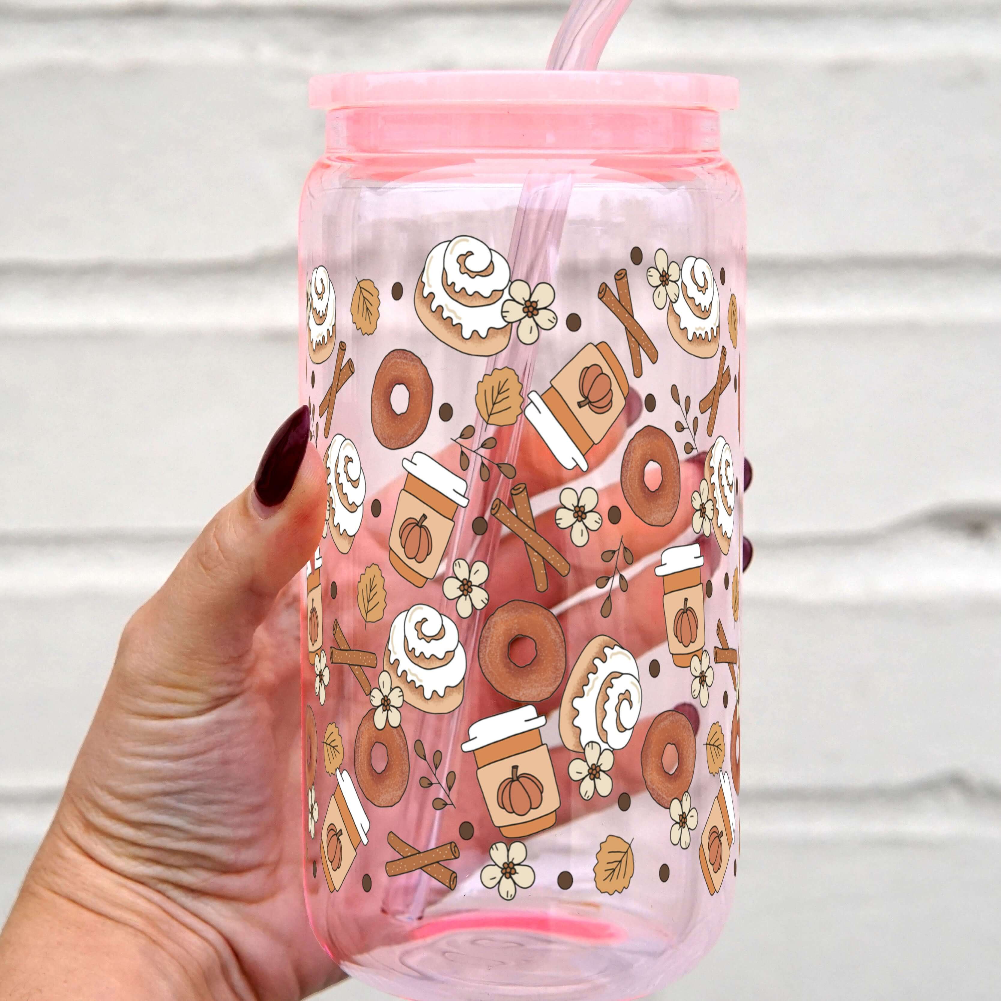 Cinnamon Buns + Pumpkin Spice Cup With Lid and Straw