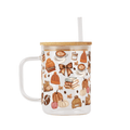 Cozy Fall Things 17oz Glass Mug With Lid and Straw