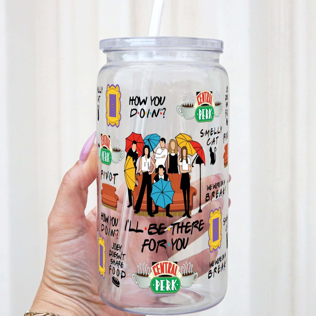 Friends Themed Cup with Lid and Straw