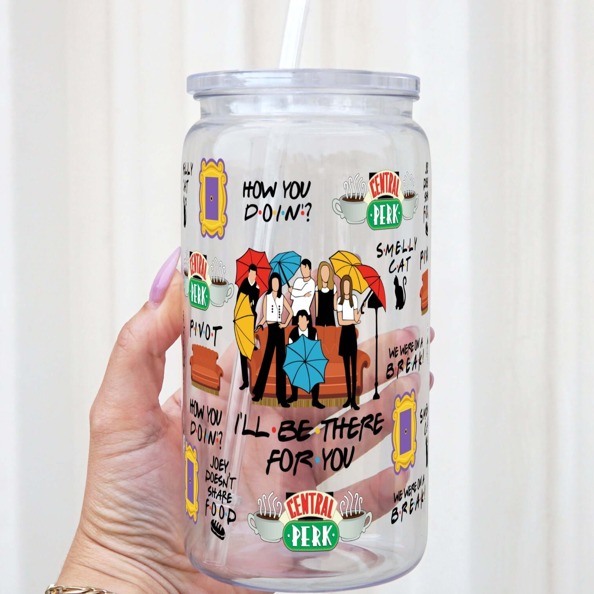 Friends Themed Cup with Lid and Straw