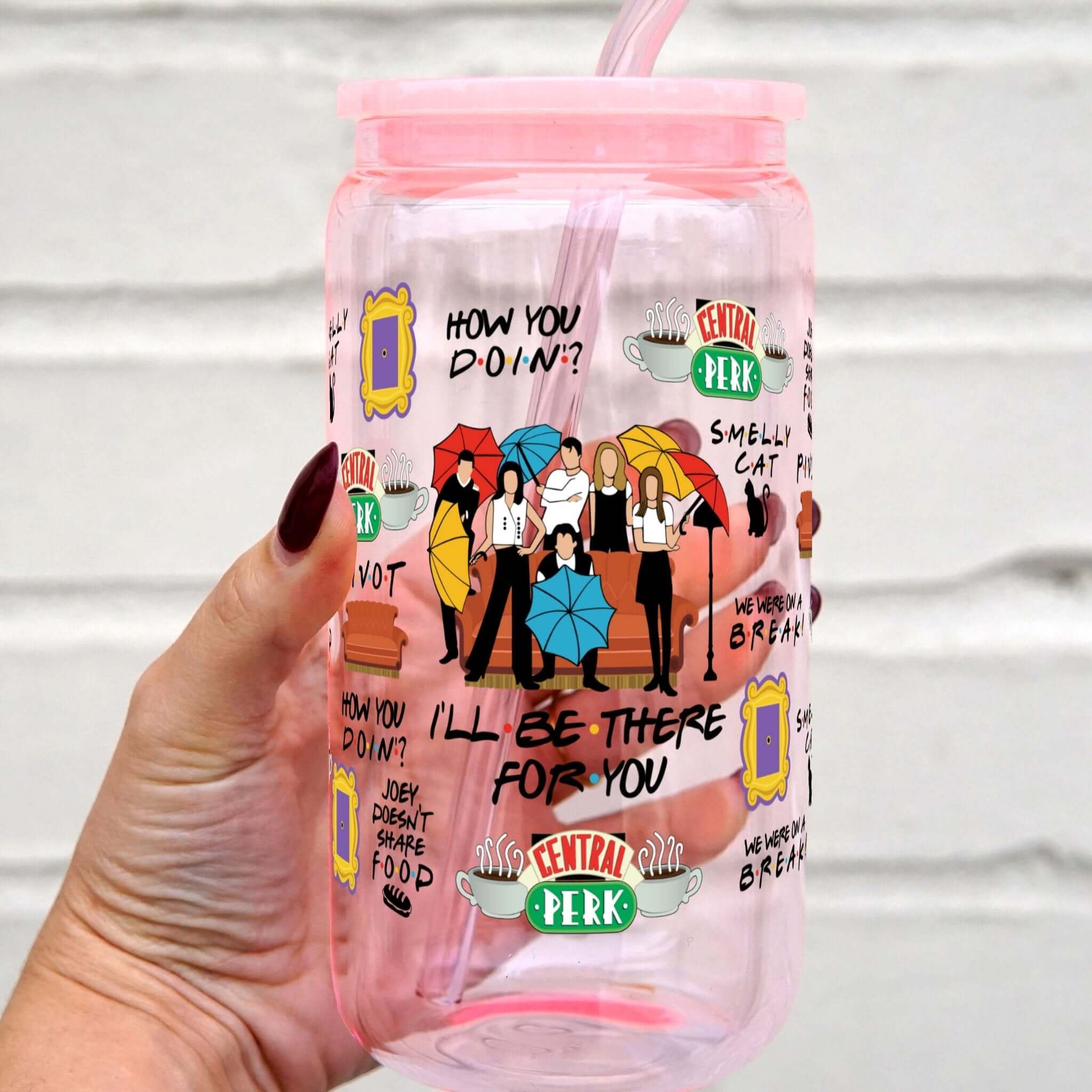 Friends Themed Cup with Lid and Straw
