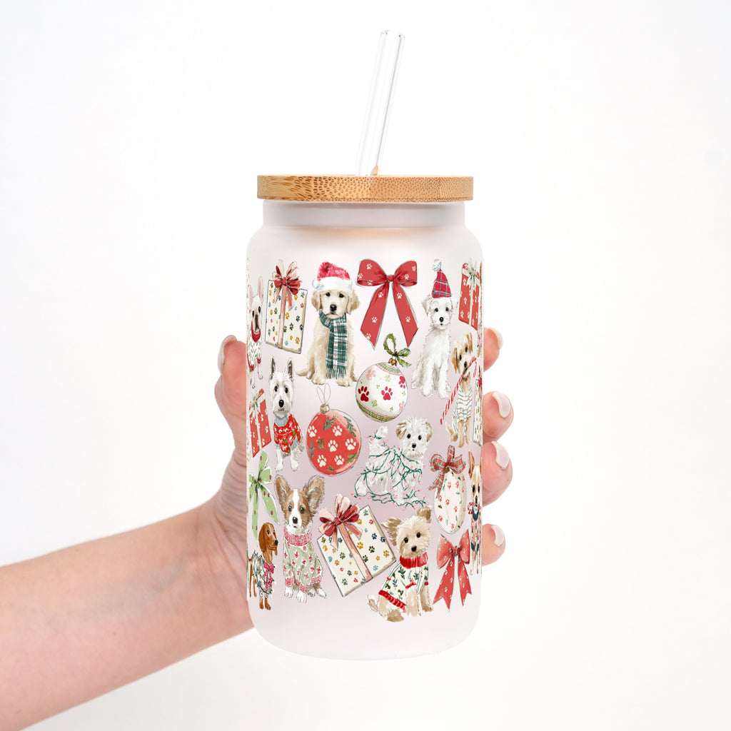 Holiday Pups Cup With Lid and Straw