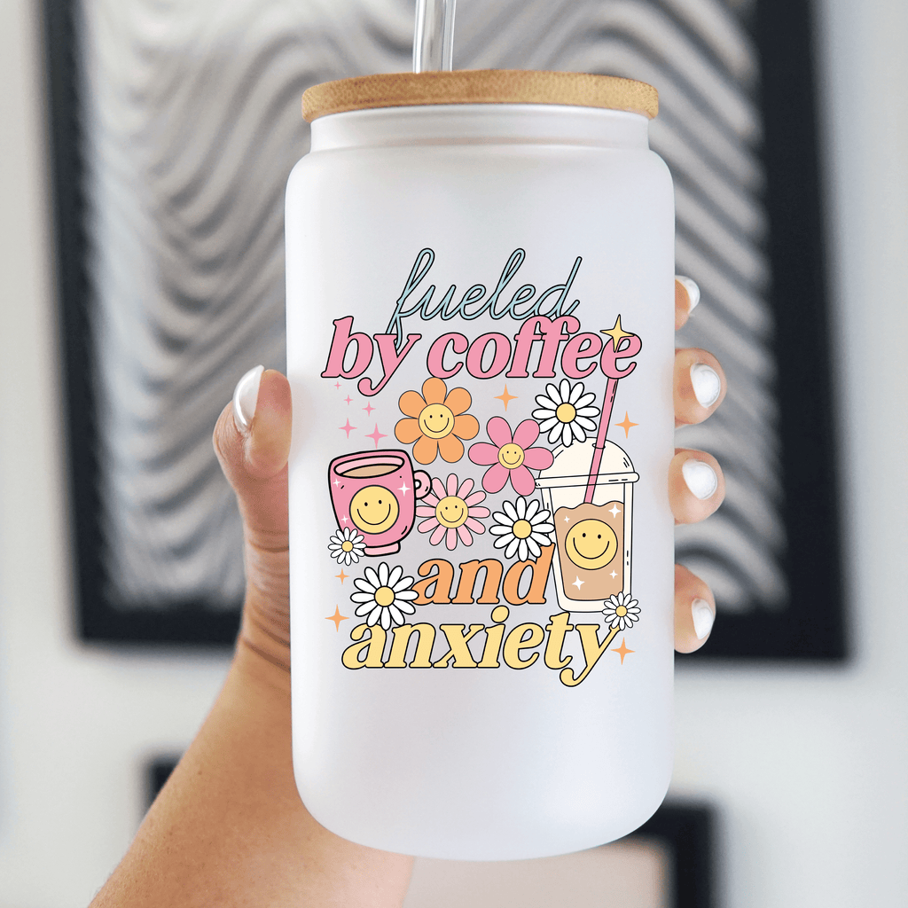 Fueled By Coffee and Anxiety Cup With Lid and Straw