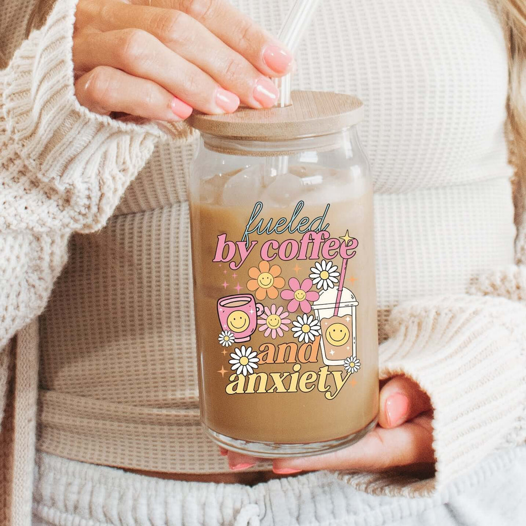Fueled By Coffee and Anxiety Cup With Lid and Straw