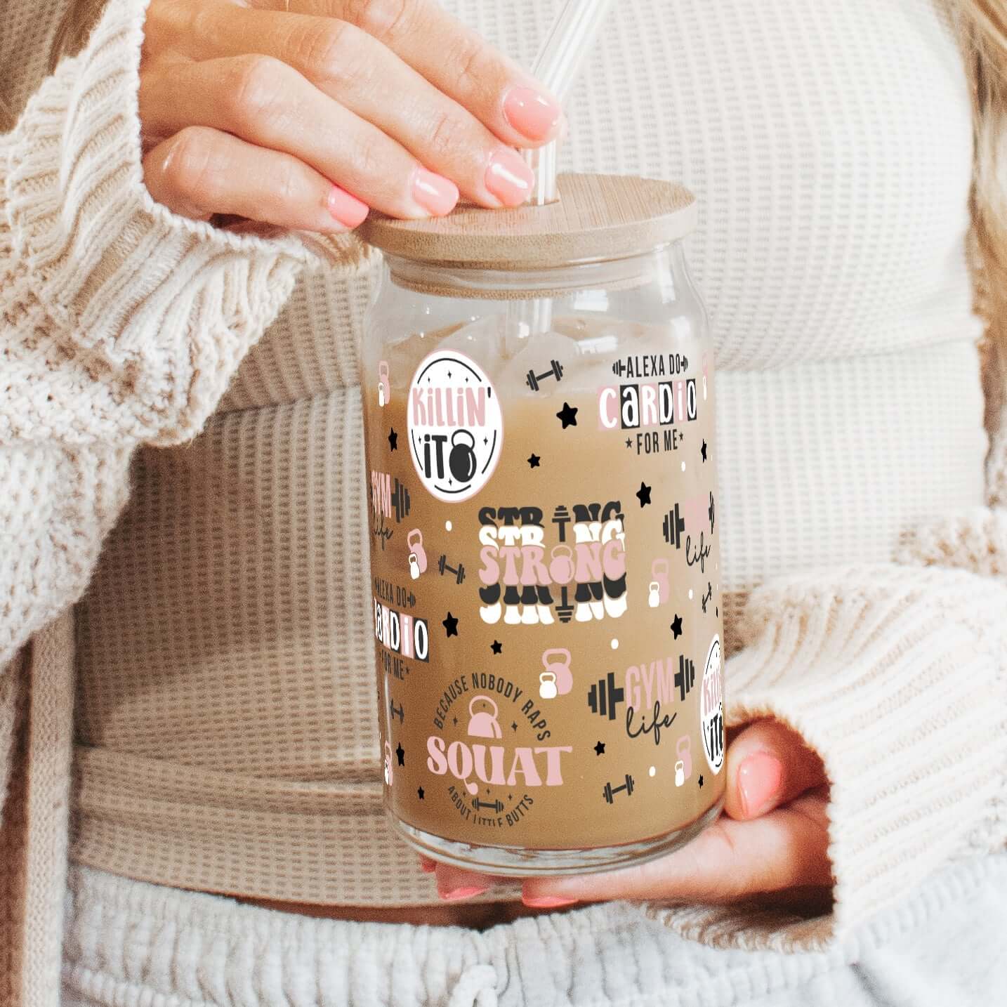 Gym Motivation Cup With Lid and Straw