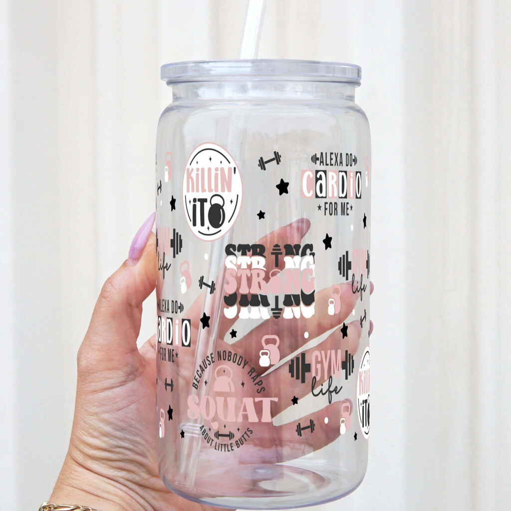 Gym Motivation Cup With Lid and Straw