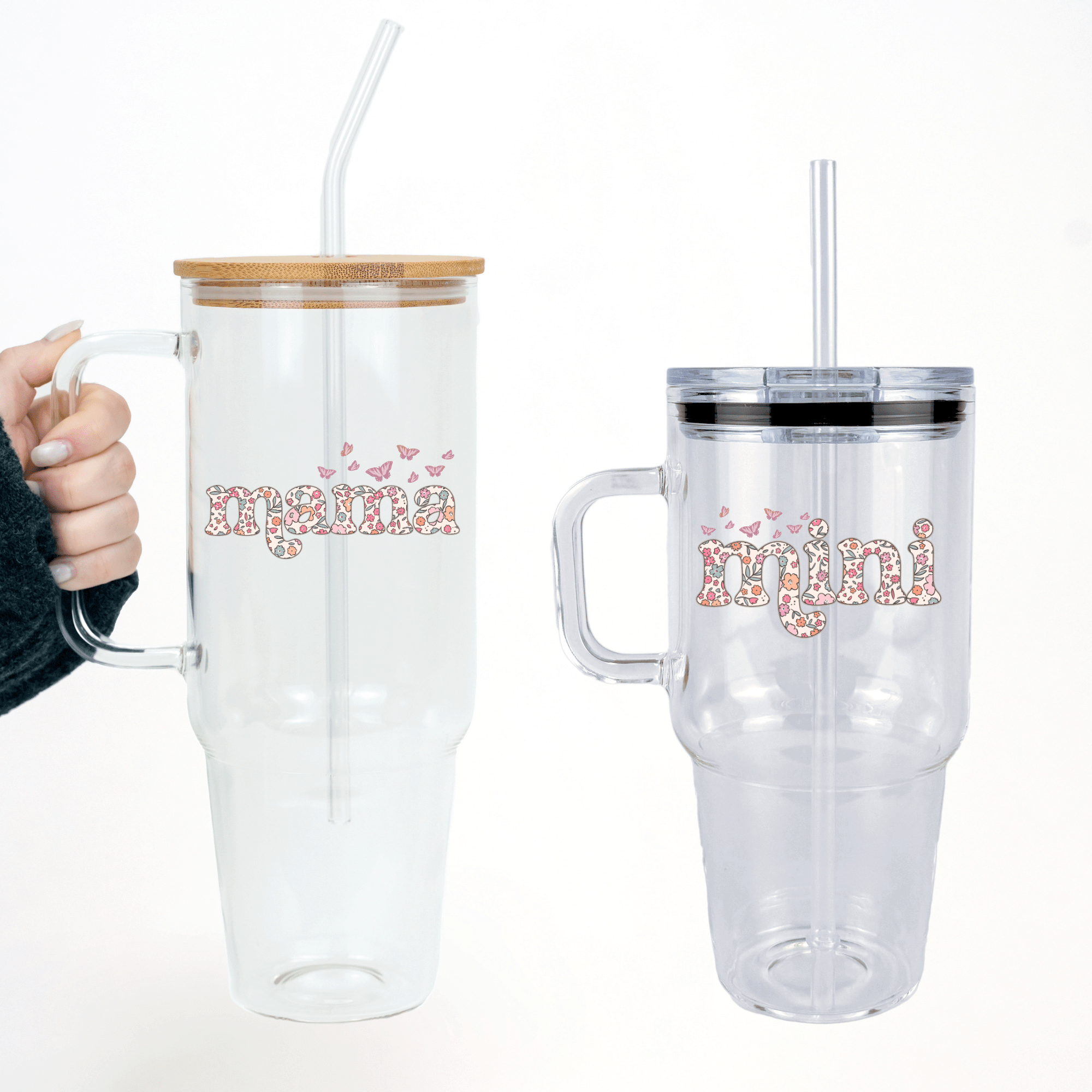 Mama + Mini Floral Butterfly Matching Tumblers