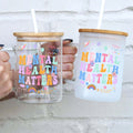 Mental Health Matters 17oz Glass Mug With Lid and Straw