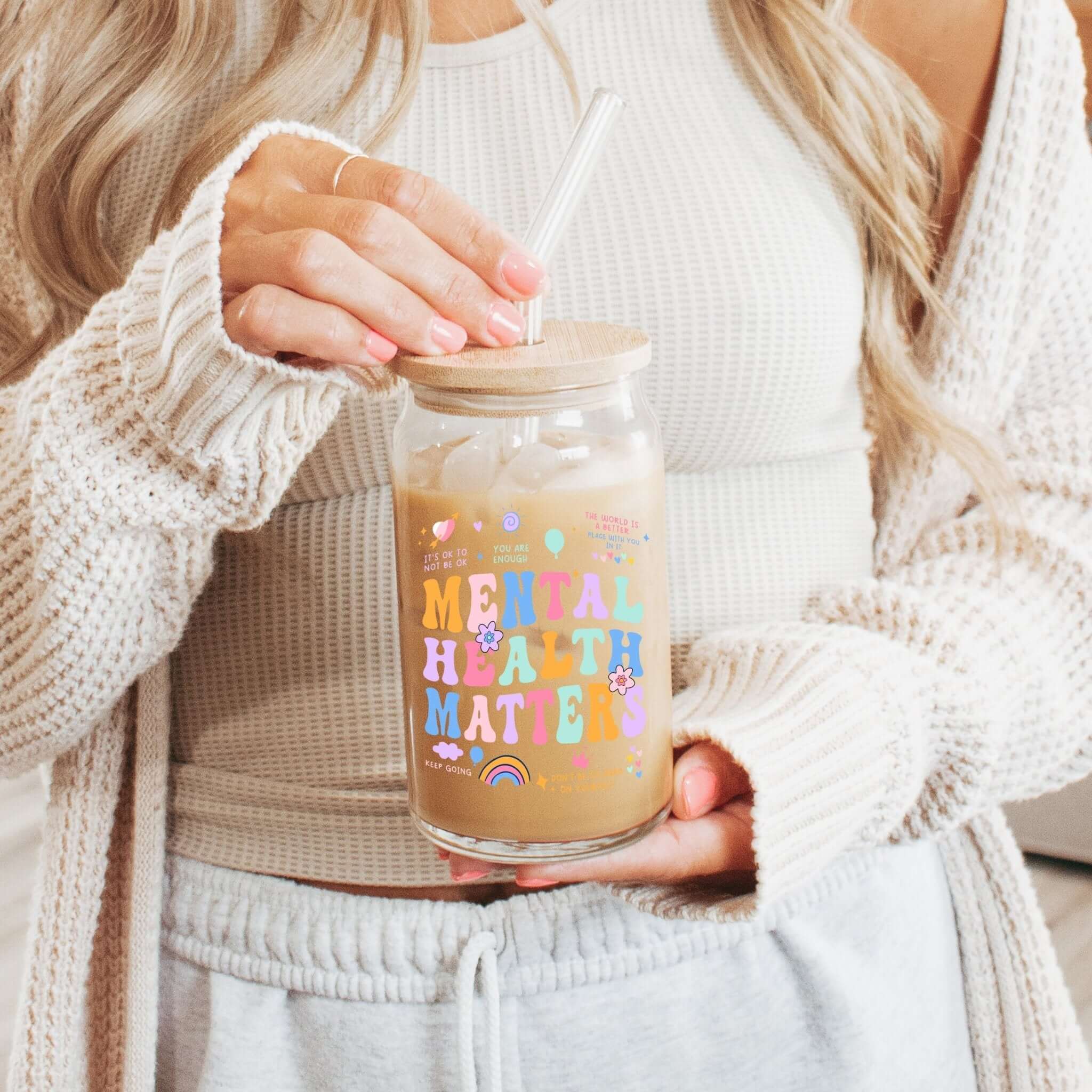 Mental Health Matters Cup With Lid and Straw