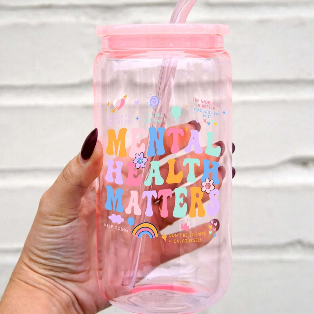 Mental Health Matters Cup With Lid and Straw