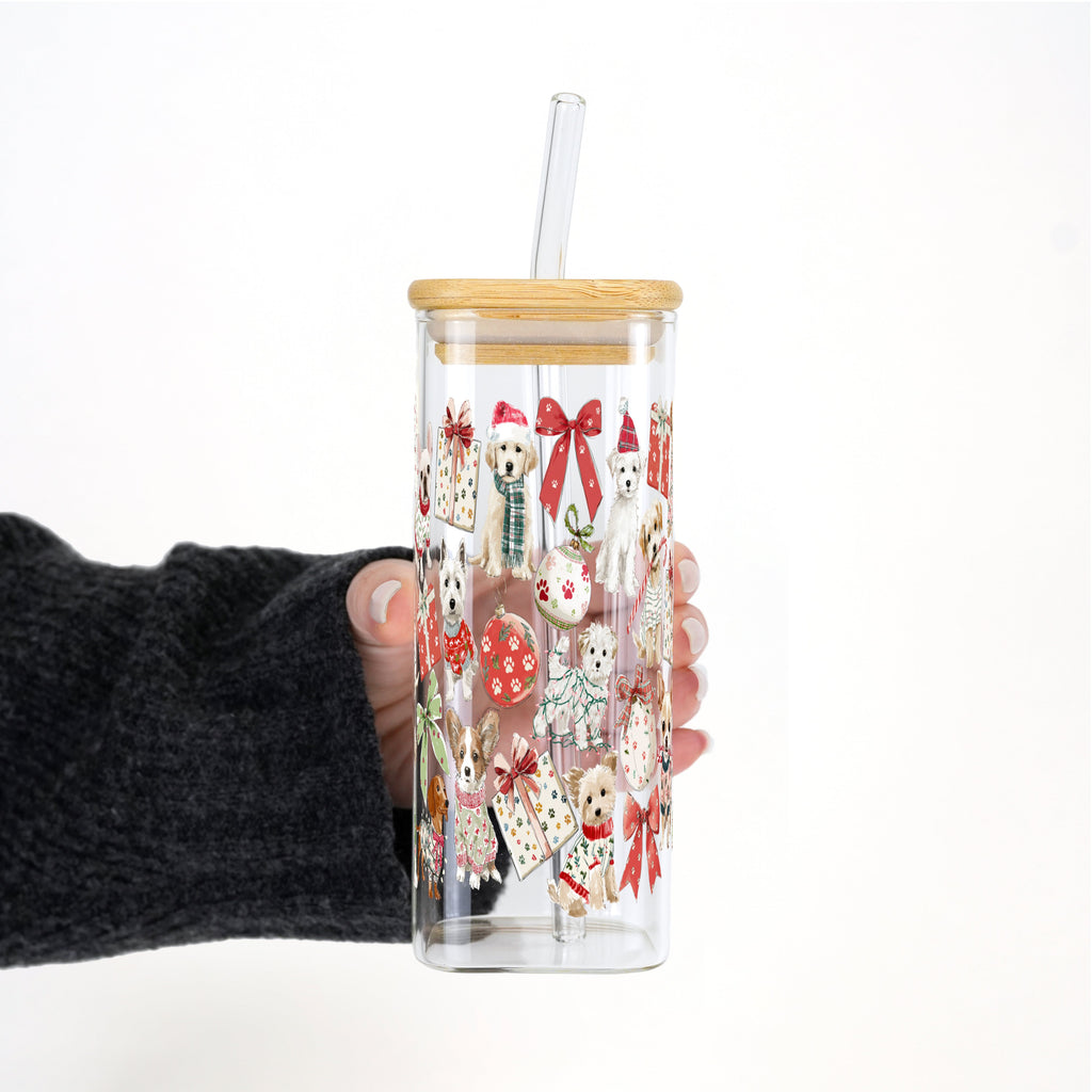 Holiday Pups Cup With Lid and Straw
