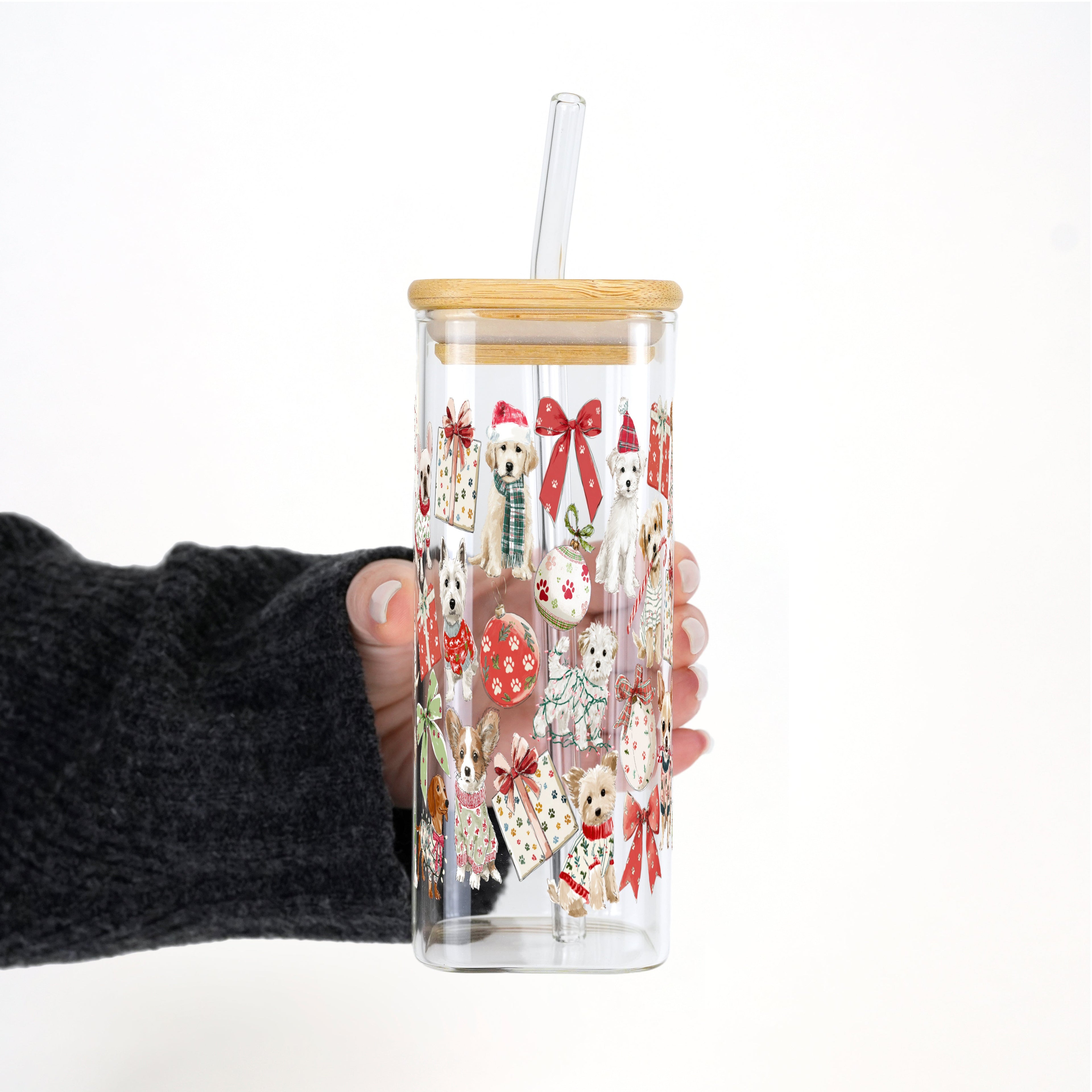 Holiday Pups Cup With Lid and Straw