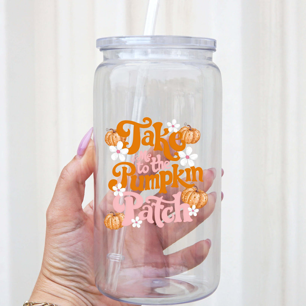 Take Me To The Pumpkin Patch Cup With Lid and Straw