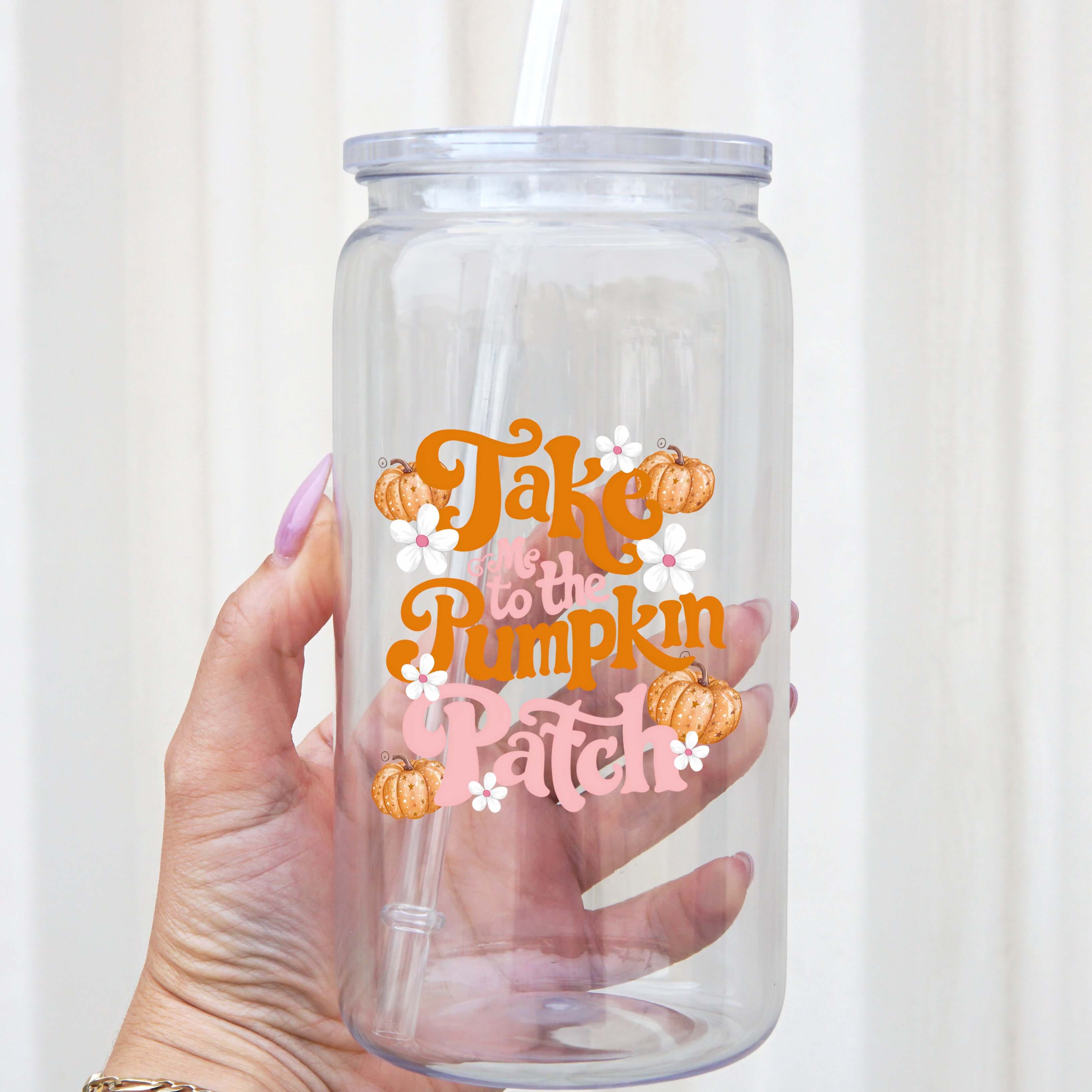 Take Me To The Pumpkin Patch Cup With Lid and Straw