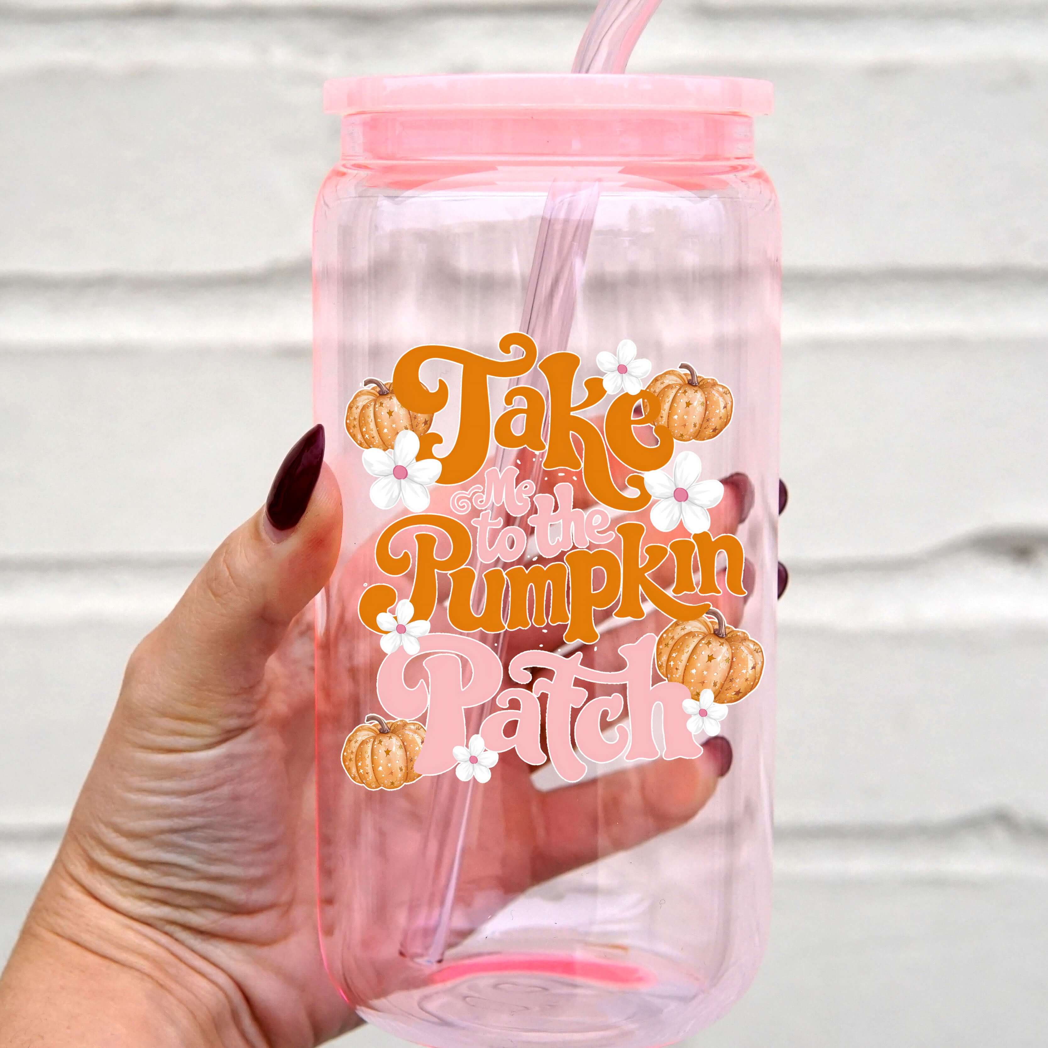 Take Me To The Pumpkin Patch Cup With Lid and Straw