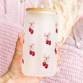 Vintage Cherry Bows Cup With Lid and Straw